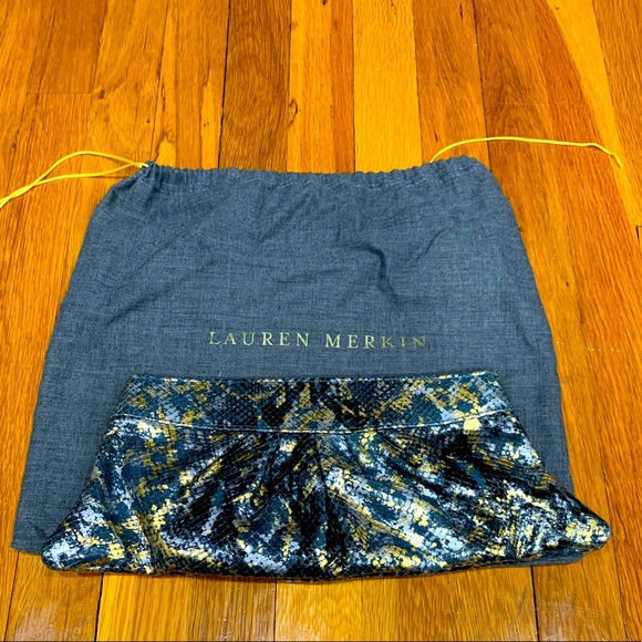 Lauren Merkin Snake Embossed Leather Clutch - Picture 1 of 5